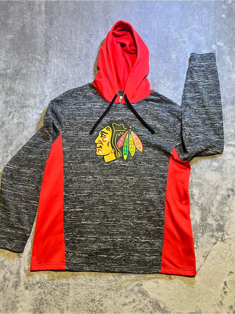 Fanatics Chicago Blackhawks Red Grey Hooded Pullover
